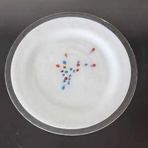 Crate and barrel 12 inch Decorative Glass Plate with Colorful Accents
